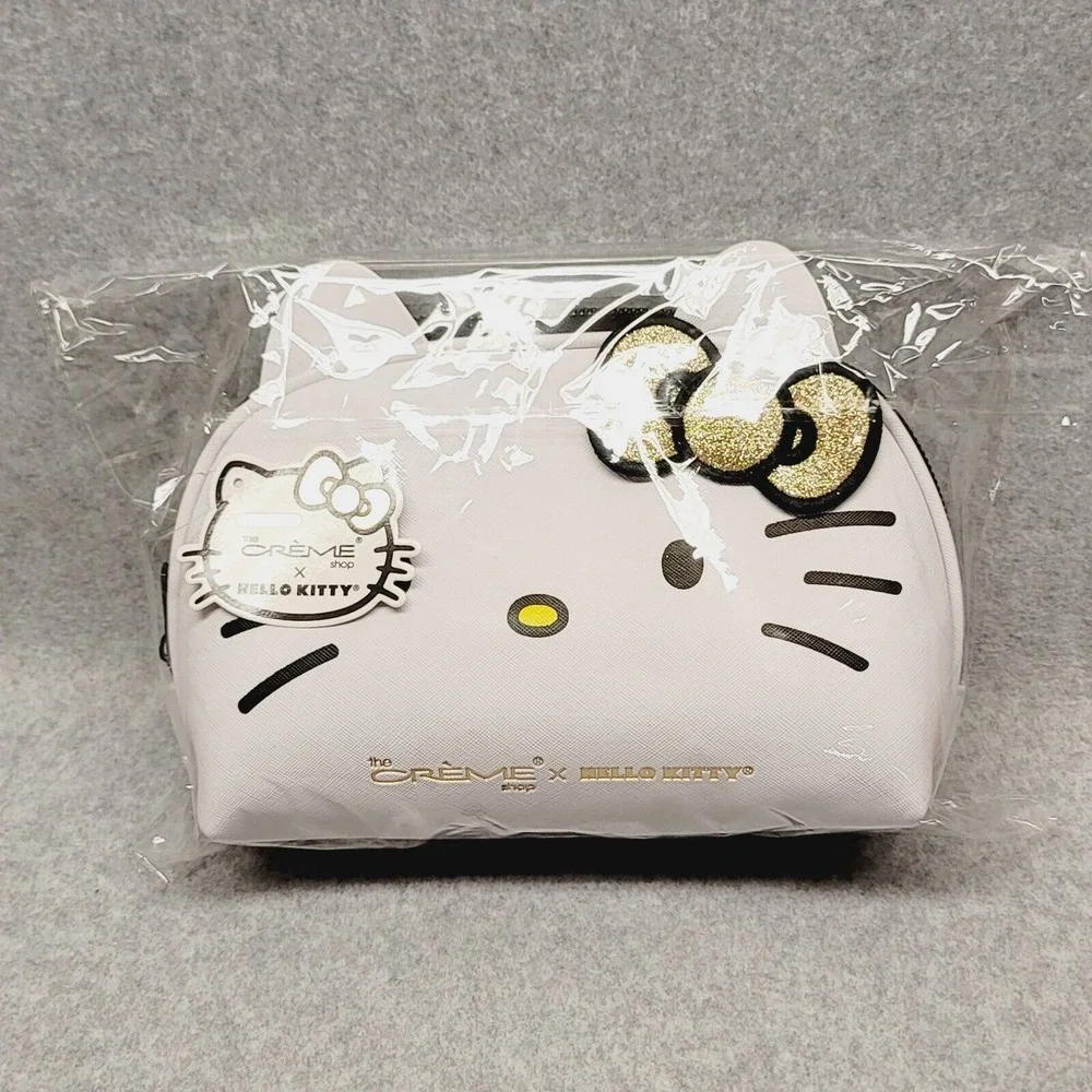 The Crème Shop x Hello Kitty Sanrio Makeup Pouch Golden Sparkle Icon Bow‎ Travel